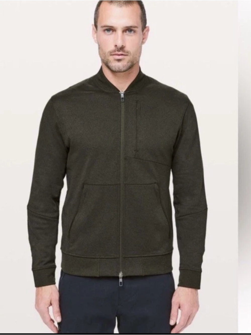 Lululemon City Sweat Bomber Jacket Heathered Dark Olive Green Size Medium M